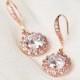Rose Gold Bridal Earrings Wedding Jewelry Round CZ Drop Earrings Bridesmaid Gift Rose Gold Earrings Bridal Jewelry Crystal Bridal Earrings