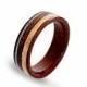 Wood men ring red hearth inlaid with wrapped beech and turquoise