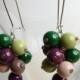 Colorful Dangle Earrings, Silver Tone Earrings with Glass Beads, Pastel Colors Earrings, Beaded Earrings, Purple and Green