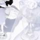 Bride & Groom Tux Bridal Veil Wedding Party Toasting Wine Glasses Decor