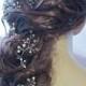Bridal hair vines, Extra long hair vines, Wedding hair vines, Brides hair do, Braided hair style vines, Hand made, Ivory or white pearls
