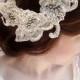 lace headpiece, rhinestone lace hairpiece, Alencon lace, wedding hairpiece, bridal headpiece - ISABELLA - luxury lace wedding hair comb