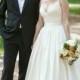 H1549 Classy simple plunging taffeta ball gown wedding dress