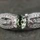 Natural Green Sapphire & Diamond Oval Filigree Milgrain Engagement Ring 14k 18k White Yellow Rose Gold-Platinum-Custom-Wedding-Anniversary