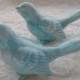 Wedding Cake Topper Vintage Birds Ceramic in Aqua
