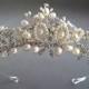 Sale!! Fresh water pearl  tiara, rhinestone headband, wedding headband, bridal headpiece, Victorian style headband,  Silver, Weding crown