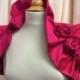 Wedding Wrap Victoriana Cerise Pink 100% Silk Bridal  Ruffled Shrug with Rose Trim .