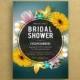 bridal shower invitations, sunflower bridal shower invitation, bridal shower invites, summer wedding, tropical invitation blue yellow pink