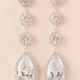 Long Bridal Earrings, Crystal Wedding Earrings, Rose Gold Statement Bridal jewelry, Swarovski Crystal Bridal Earrings, Erica Bridal Earrings