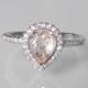 Pear Shape Morganite Ring- Engagement Ring- Promise Ring- Halo Morganite Ring- Gemstone Ring- Stone Ring- Tear Shape Ring- Ring