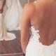 Fashion V-neck Lace Appliques Sheer Back Mermaid Wedding Dress