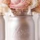 Rose Gold Wedding Decor Blush Wedding Centerpiece Painted Mason Jars Table Reception Decor