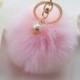 Pink Fashion Fluffy Imitation Rabbit Fur Pom Pom, Fur Pom Ball Bag Charms, Pom Pom Ball Keychain, Pom Pom