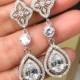 Silver Crystal Bridal Earrings, Long earrings,Wedding Jewelry,Crystal Wedding earrings, Rose Gold, Bridal Jewelry, Crystal Earrings