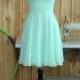 V-neck Mint Bridesmaid dress, Wedding Party dress, Formal dress, Prom Dress,Woman Evening dress Knee length