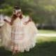 Champagne Lace Rustic Flower Girl Dress