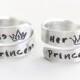 Valentines gifts - Prince princess crown tiara rings - Couple her prince his princess promise rings - Boyfriend girlfriend anniversary gifts