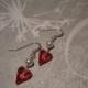 Heart earrings, Crystal Earrings, Bridal earrings, pearl earrings, Red crystal Heart