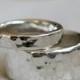 Wedding ring set sterling silver hammered rings