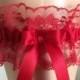 Red Lace Wedding Garter, Prom Garter, Bridal Lace Garter, Keepsake Garter