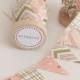 Metallic Rose Pink Gold Cake Bunting. New: Double sided Fabric mini Ribbon Cake topper. Wedding invite announcements, save the date. chevron