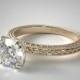 18K Yellow Gold Etched Rope Solitaire Engagement Ring