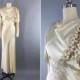Vintage 1930s Wedding Dress / 30s Bias Cut Dress / 1930 Art Deco / Ivory Champagne Satin Gown