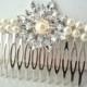 Rhinestone Brooch Pearl Bridal Hair Comb - Vintage Sparkle - Something Old