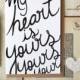 Love Card. My heart is yours. Hand drawn Typography greeting. Wedding cards.  LC338