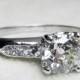 Art Deco Engagement Ring 1.12ct Old European Cut Diamond with Accents 1.30cttw Diamond Solitaire Engagement Ring 1920's Platinum Ring