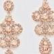 Crystal Chandelier Bridal Earrings - Rose Gold Peach Champagne - Prom Cruise Formal Pageant Bride Champagne