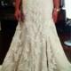 H1545 lace modified a line wedding dress with sweetheart neck