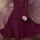 Tea lenght burgundy dress with bell sleeves and lace/ Burgundy bridesmaid dress/ Bell sleeve dress/ Marsala birthday dress/ Marsala dress