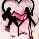 Jack and Sally Heart Wedding Cake Topper