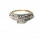Vintage 14K Diamond Engagement Ring Starfire .06 Carat Brilliant Cut Size 6.75