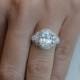 Classic Oval Shaped Engagement Setting - 14k White Gold Art Deco Ring - Diamond Engagement Ring