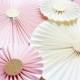Paper rosettes - paper pinwheels - WEdding Backdrop - Blush Wedding Decorations - Blush and Gold Bridal Shower - Cake Smash Backdrop