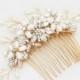 Gold Or Silver Freshwater Pearl And Rhinestone Bridal Hair Comb