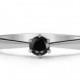 Petite Black Diamond Engagement Ring in 14k White Gold