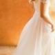 H1543 Fairy light ethereal flowy chiffon cap sleeved wedding dress