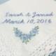 Something blue, wedding handkerchief, bridal gift, bride hanky, personalized wedding gift, hand embroidery,gift for bride, bouquet wrap