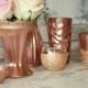Rose Gold wedding decor,  6 rose Gold dipped vintage vases and votive candle holders, table decorations, rose gold, glitter, upcycled