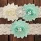 Mint Garter Set - Mint Wedding Garder, Lace Wedding Garter Mint Garder Plus size Garter Seafoam Garter Seafoam Wedding Mint Green Garderbelt