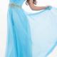 Straps Crystals Chiffon Blue Sleeveless Ruched Floor Length
