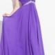 Scoop Open Back Crystals Chiffon Purple Red Ruched Floor Length