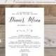 Printable Wedding Dinner Menu Card- the Layla Collection - Dinner Menu