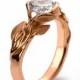 Leaves Engagement Ring No.10 - 18K Rose Gold and Diamond engagement ring, unique engagement ring, leaf ring, filigree, art nouveau, antique