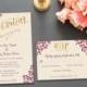 Printable Wedding Invitation Suite Template, Classy Elegant, Leaves Glitter, Floral Wedding Invitation, Champagne/Gold Plum/Purple - Renne
