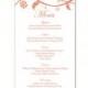 Wedding Menu Template DIY Menu Card Template Editable Text Word File Instant Download Orange Menu Floral Menu Printable Menu 4x7inch