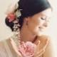 Wedding accessories, bridal silk flower fascinator, Geisha hair stick - Style no. 1993